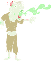 piatto colore illustrazione di schifoso zombie png