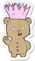 sticker of a cartoon teddy bear wearing paper crown png