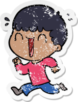 distressed sticker of a laughing cartoon man png