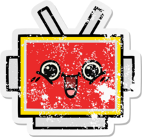 distressed sticker of a cute cartoon robot head png