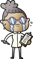 cartoon crying woman wearing spectacles png