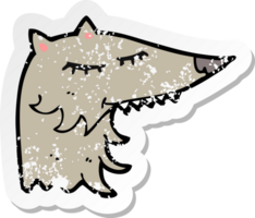 adesivo retrô angustiado de um lobo de desenho animado png