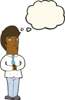 cartoon nervous man with thought bubble png
