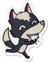 autocollant d'un loup affamé de dessin animé png