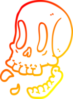 warm gradient line drawing of a cartoon skull png