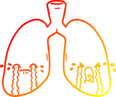 caldo pendenza linea disegno di un' cartone animato polmoni pianto png