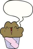 cartoon cupcake with face with speech bubble png