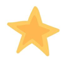 Gold star in flat design. Cute shiny yellow symbol of success and award. illustration isolated. vector
