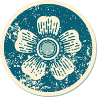ikonisches beunruhigtes Aufkleber-Tätowierungsartbild einer Blume png