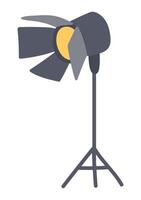 Cinema spotlight in flat design. Illumination lamp projector on tripod. illustration isolated. vector