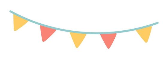 Flag garland in flat design. Festive party or carnival event decoration. illustration isolated. vector