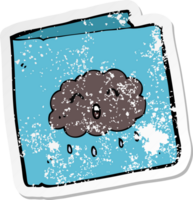 retro distressed sticker of a cartoon card with cloud pattern png