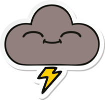 sticker of a cute cartoon storm cloud png