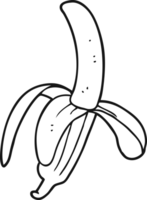 hand- getrokken zwart en wit tekenfilm banaan png