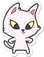 sticker of a confused cartoon cat png