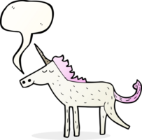 cartone animato unicorno con discorso bolla png
