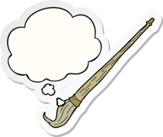 cartoon paint brush with thought bubble as a printed sticker png