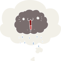 cartoon cloud with thought bubble in retro style png