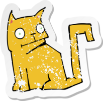 retro distressed sticker of a cartoon cat png