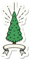 sticker of a tattoo style pine tree png