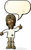 tecknad serie hippie man ger tummen upp symbol med Tal bubbla png