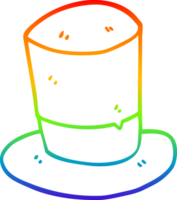 rainbow gradient line drawing of a cartoon top hat png