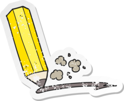 retro distressed sticker of a cartoon pencil png