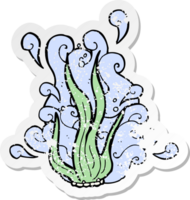 retro distressed sticker of a cartoon seaweed png