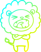 cold gradient line drawing of a cartoon angry lion png