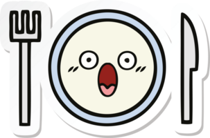 sticker of a cute cartoon dinner plate png