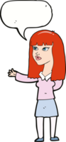 cartoon woman gesturing to show something with speech bubble png