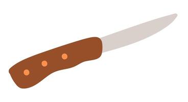 Camping knife in flat design. Hiking kitchen accessory for cooking. illustration isolated. vector