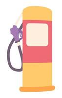 gas estación en plano diseño. combustible repostaje con pistola manguera para transportes ilustración aislado. vector