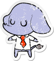 distressed sticker of a cute cartoon elephant png