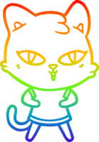 regnbåge lutning linje teckning av en tecknad serie katt png