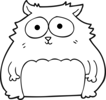 hand drawn black and white cartoon cat png