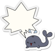 cartoon happy whale with speech bubble sticker png