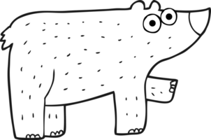 hand drawn black and white cartoon bear png