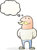 cartoon bald man with mustache with thought bubble png