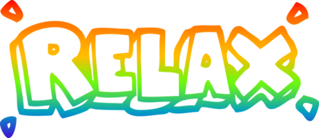 rainbow gradient line drawing of a cartoon relax symbol png