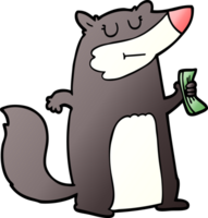 cartoon badger holding cash png