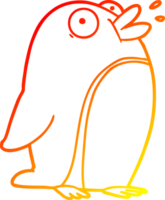 warm gradient line drawing of a cartoon penguin png