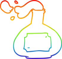 rainbow gradient line drawing of a cartoon potion bottle png