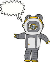 cartoon deep sea diver  with speech bubble png