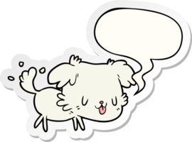 cute cartoon dog wagging tail with speech bubble sticker png