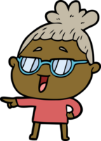 cartoon happy woman wearing spectacles png