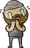 cartoon bearded man crying png