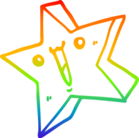 rainbow gradient line drawing of a cartoon happy star png