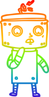 arcobaleno pendenza linea disegno di un' incerto cartone animato robot png