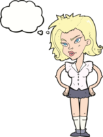 cartoon woman with hands on hips with thought bubble png